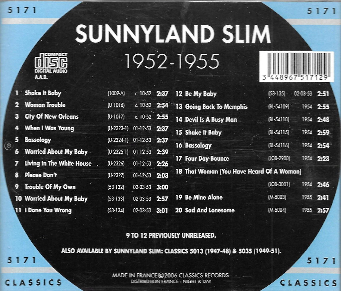 Chronological Sunnyland Slim 1952-1955