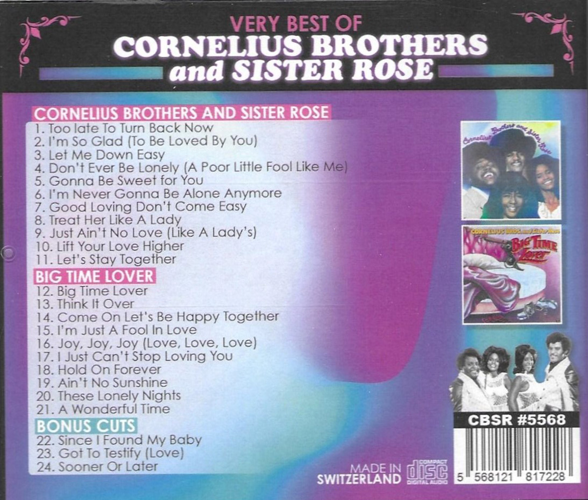 Very Best of Cornelius Brothers and Sister Rose-2 LPs on 1 CD+3 Bonus Cuts - Click Image to Close