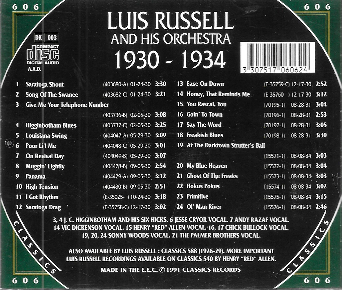 (image for) Chronological Luis Russell and His Orchestra 1930-1934