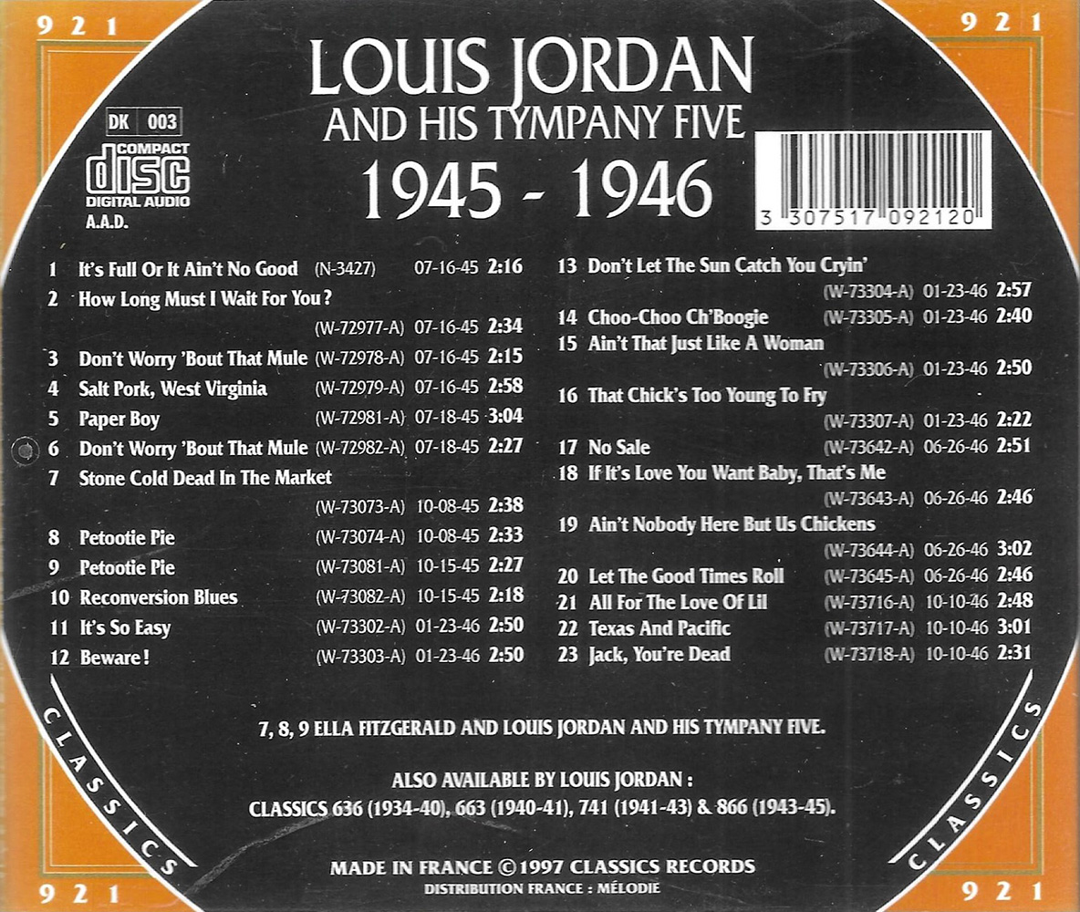 Chronological Louis Jordan And His Tympany Five 1945-1946 - Click Image to Close