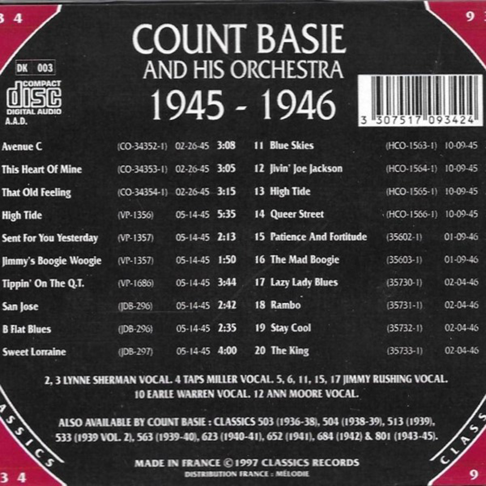 (image for) Chronological Count Basie and His Orchestra 1945-1946