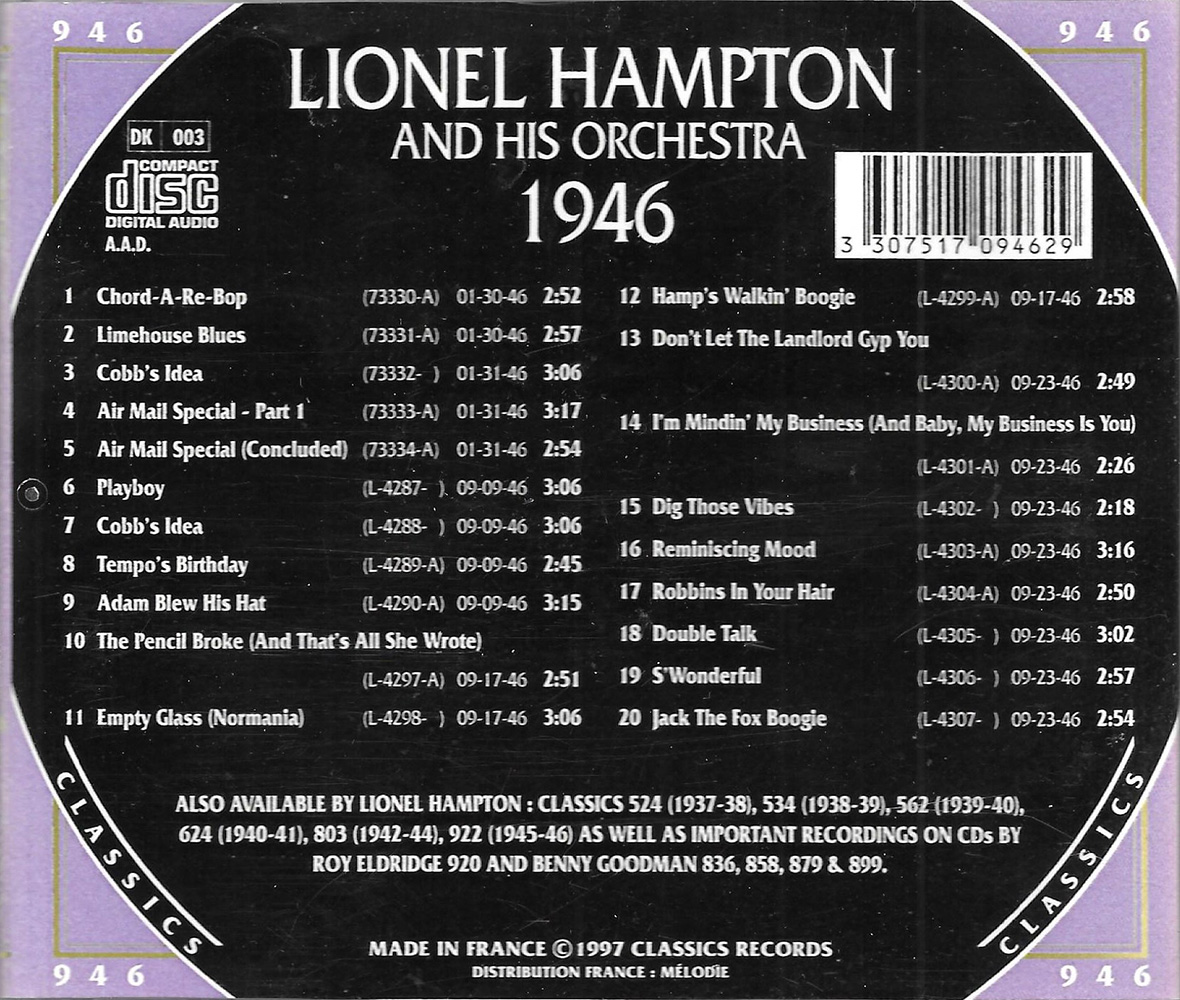 Chronological Lionel Hampton And His Orchestra 1946 - Click Image to Close