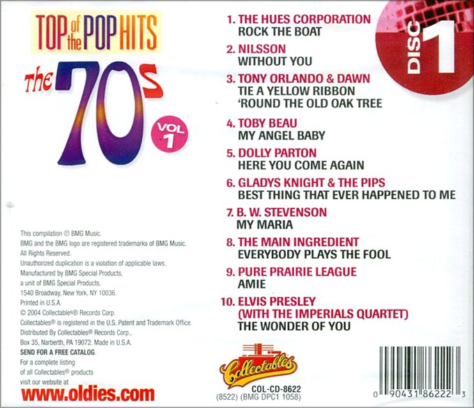 Top Of The Pop Hits - The 70s, Vol. 1 - Disc 1 - Click Image to Close