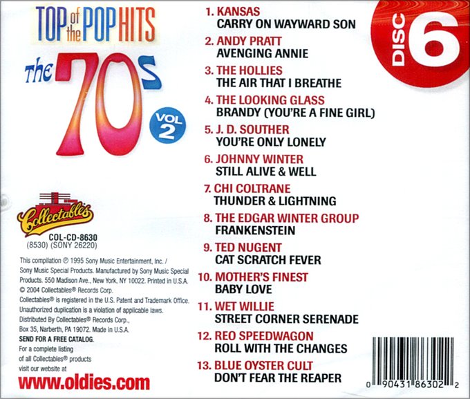 Top Of The Pop Hits - The 70s, Vol. 2 - Disc 6 - Click Image to Close