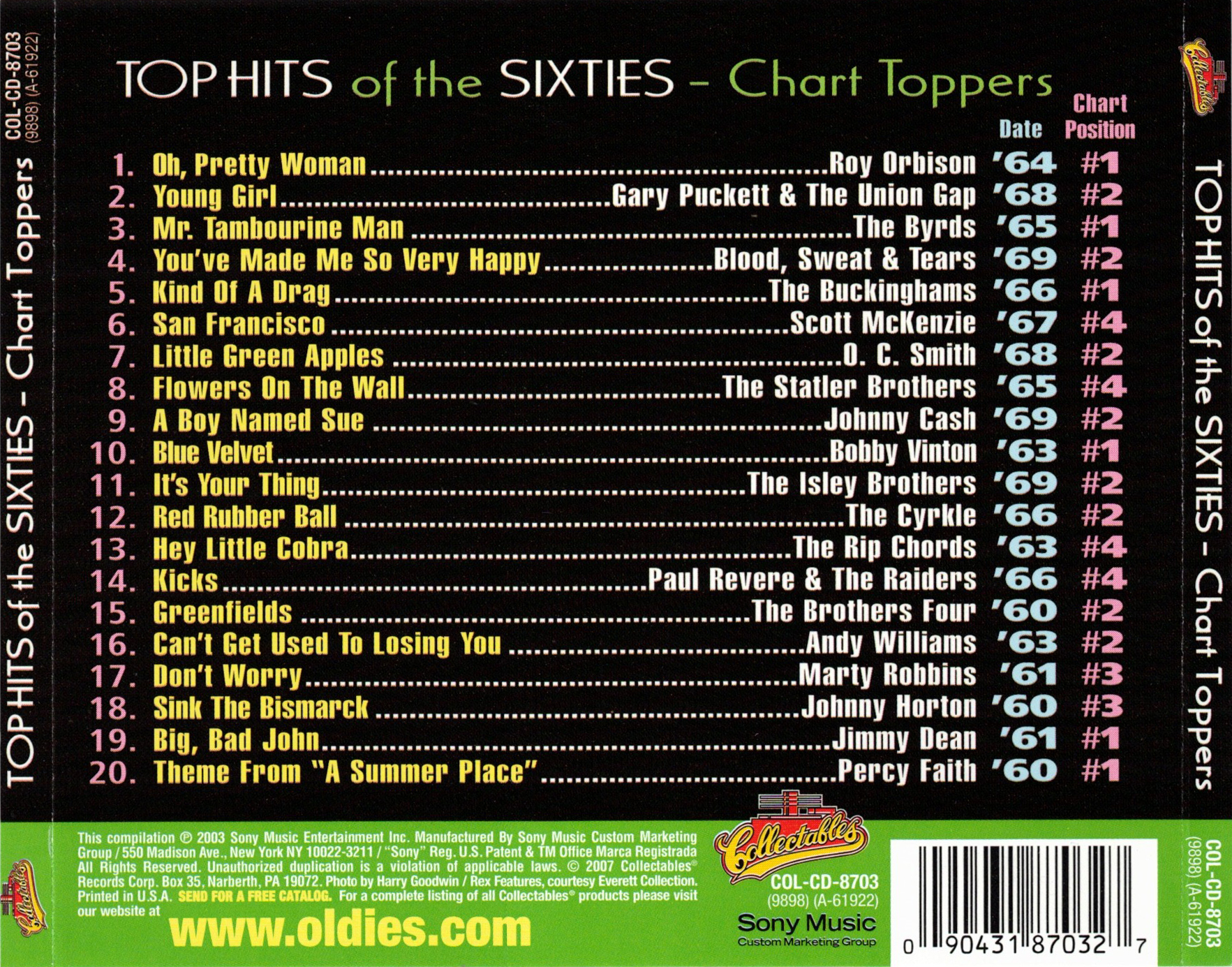 Top Hits Of The 60s- Chart Toppers