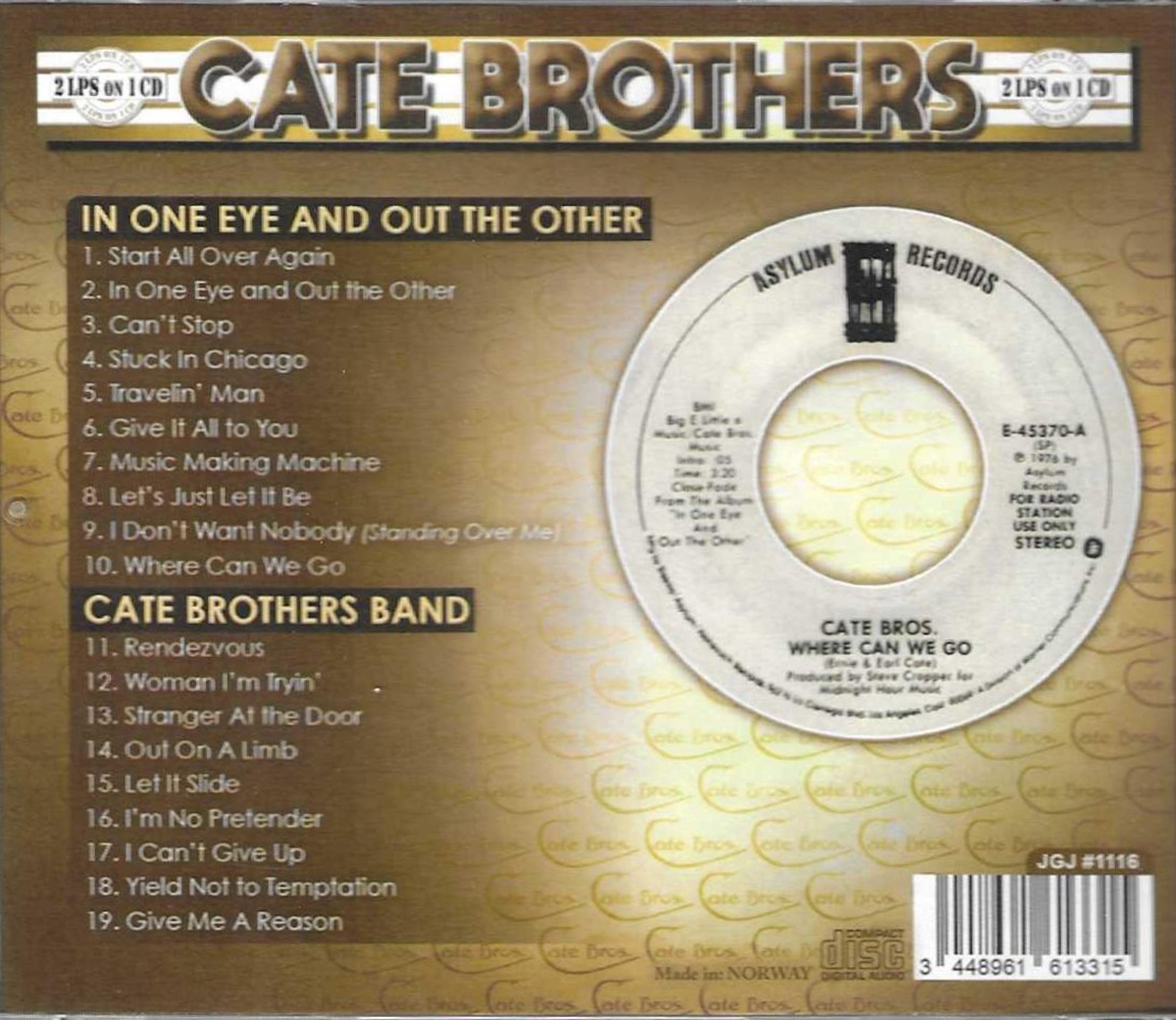 (image for) 2 LPs on 1 CD (In One Ear and Out the Other, Cate Brothers Band)