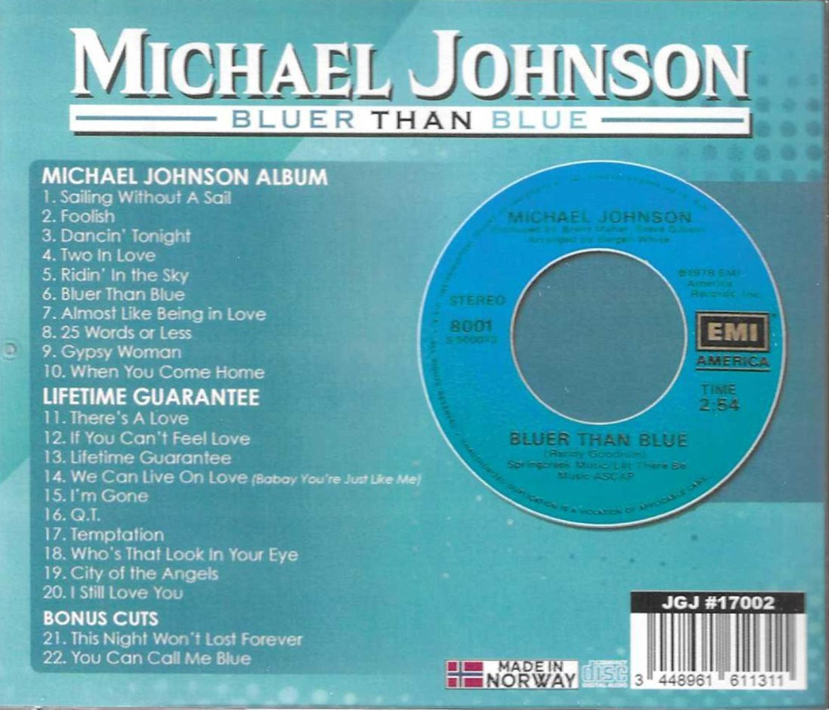 (image for) Bluer than Blue (Michael Johnson Album, Lifetime Guarantee + 2 Bonus Cuts)