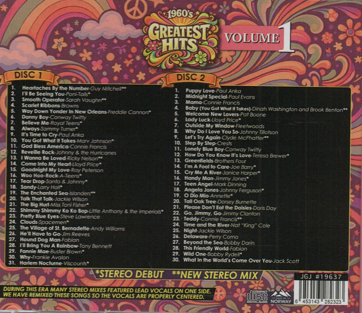 (image for) 1960's Greatest Hits, Vol. 1 (2 CD)