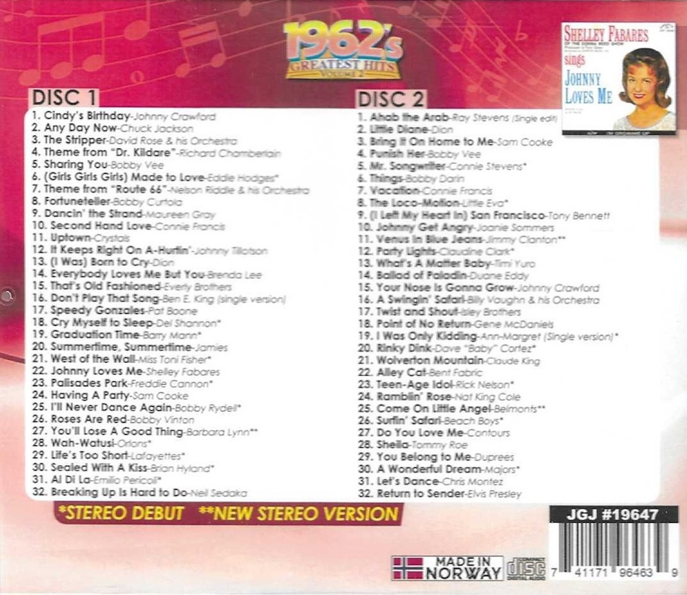 (image for) 1962's Greatest Hits, Vol. 2 (64 Cuts, 19 Stereo Debuts) (2 CD)