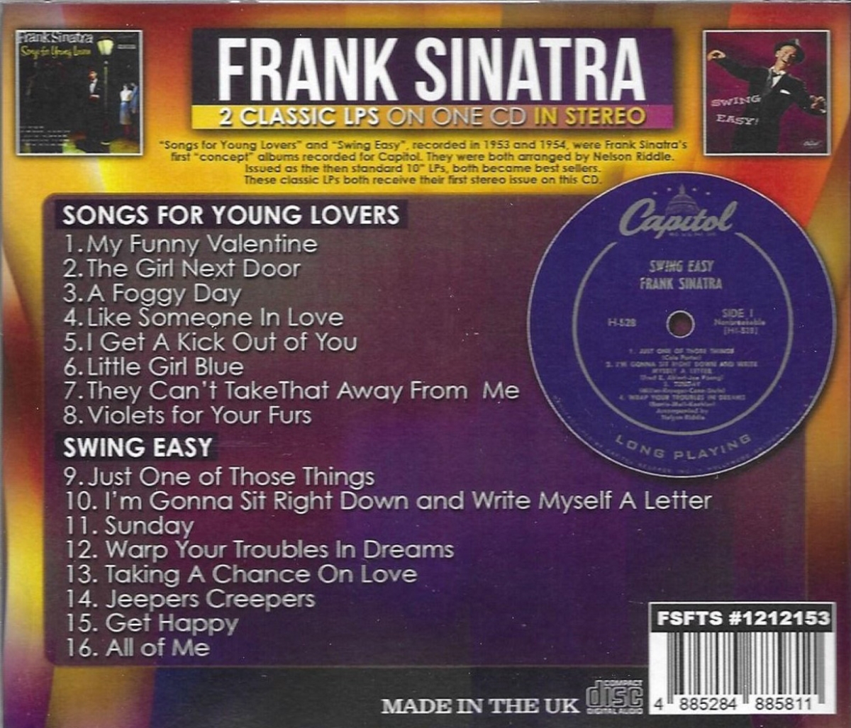 2 Classic LPs on One CD In Stereo-Songs For Young Lovers-Swing Easy - Click Image to Close