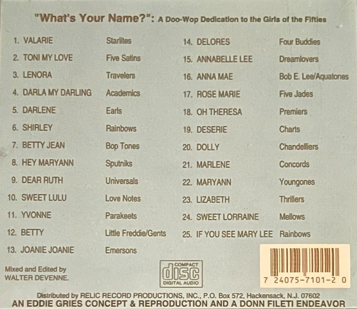 (image for) Whats Your Name? Doo Wop Dedications to the Girls of the 1950's, Part 2