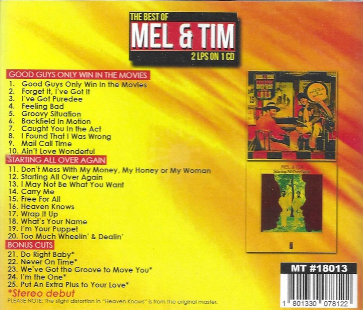 (image for) Best of Mel & Tim: 2 LPs on 1 CD + 5 Bonus Cuts
